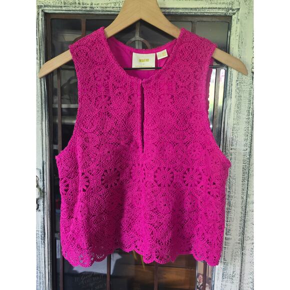 Anthropologie Maeve Solid Eyelet Crochet Top - New - Size 10 - Picture 6 of 6